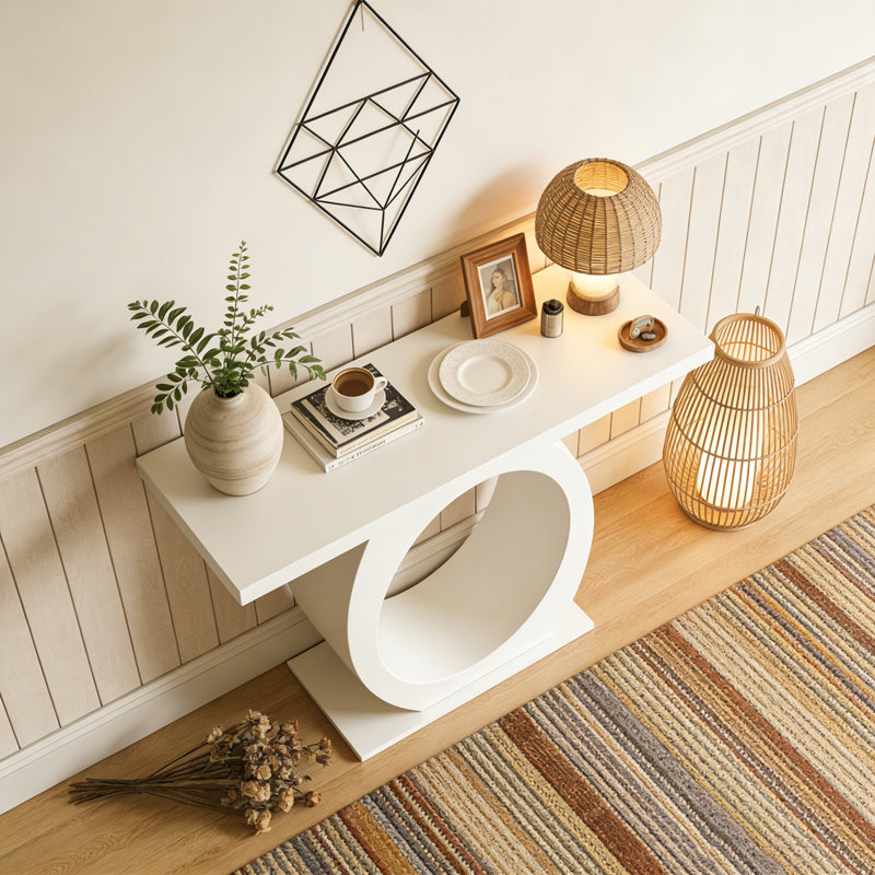Console moderne avec base en forme d'œuf, Beige