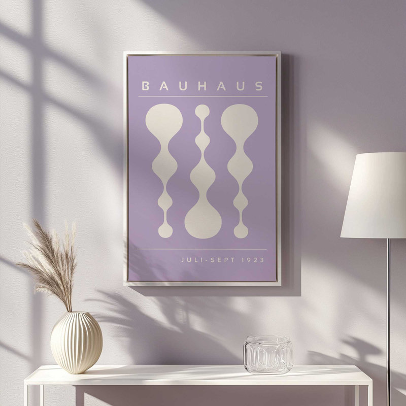 «Midnight Retro Bauhaus», reproduction sur toile encadrée, H 48,75 po x l 32,75 po, Mauve, Cadre flottant en chrome poli