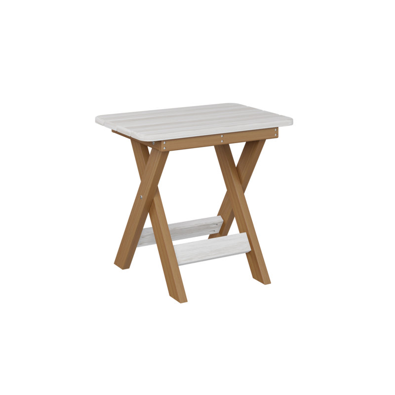 Berlin Gardens Folding End Table, Seashell, Natural Teak