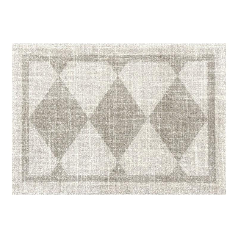 Arthur Diamonds Neutral Standard 2x3 Washable Rug, 24" W x 36" L