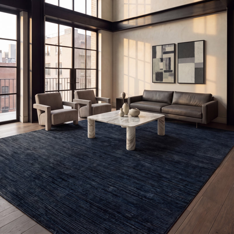 Tapis noir Aurya, Carré 5 pi