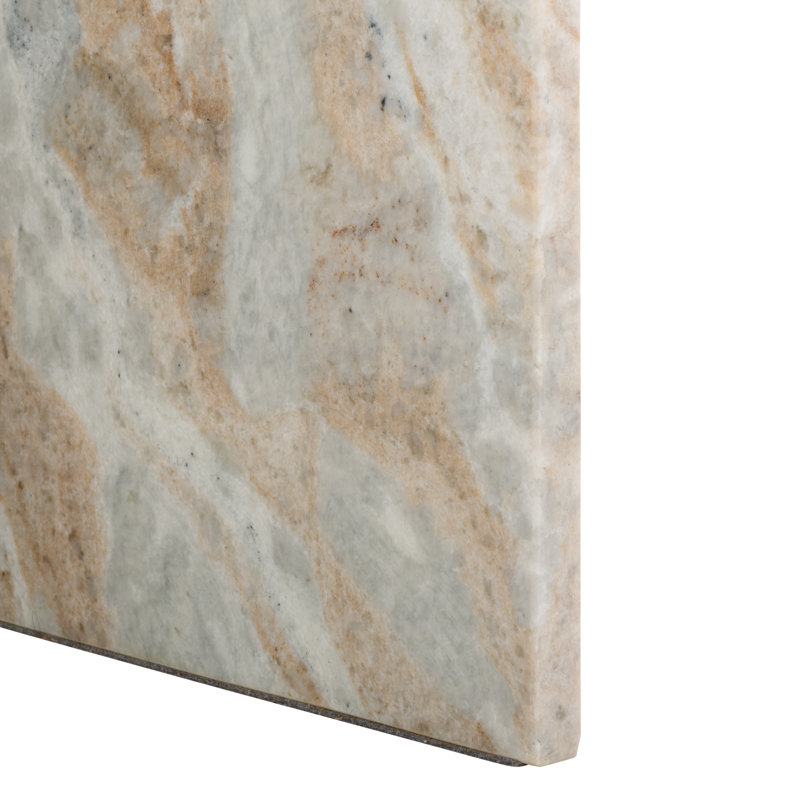 Table d'appoint en marbre Kynesha, Blanc / Brun