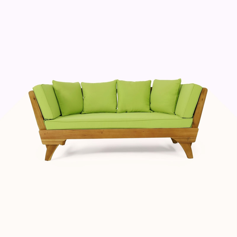 Expandable Daybed With Cushions,Outdoor Couch Patio Couch With Adjustable Armrests,Outdoor Convertible Sofa With Removable Cushions&Pillows For Patio, Porch, Poolside