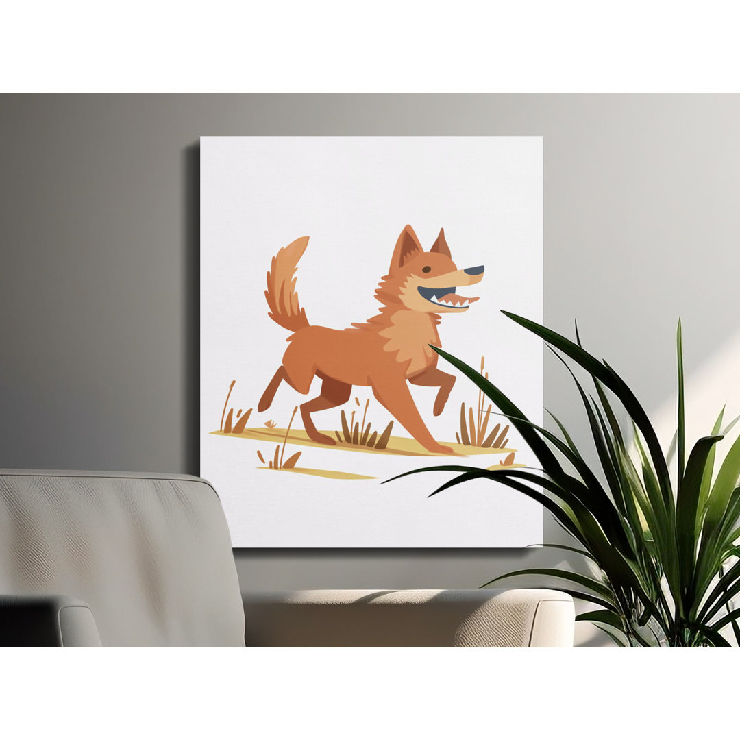 Playful Fox Canvas Wall Art, Modern Dingo Print, Gallery Wrapped Matte, Ready to Hang Decor, Archival Quality, Statement Piece