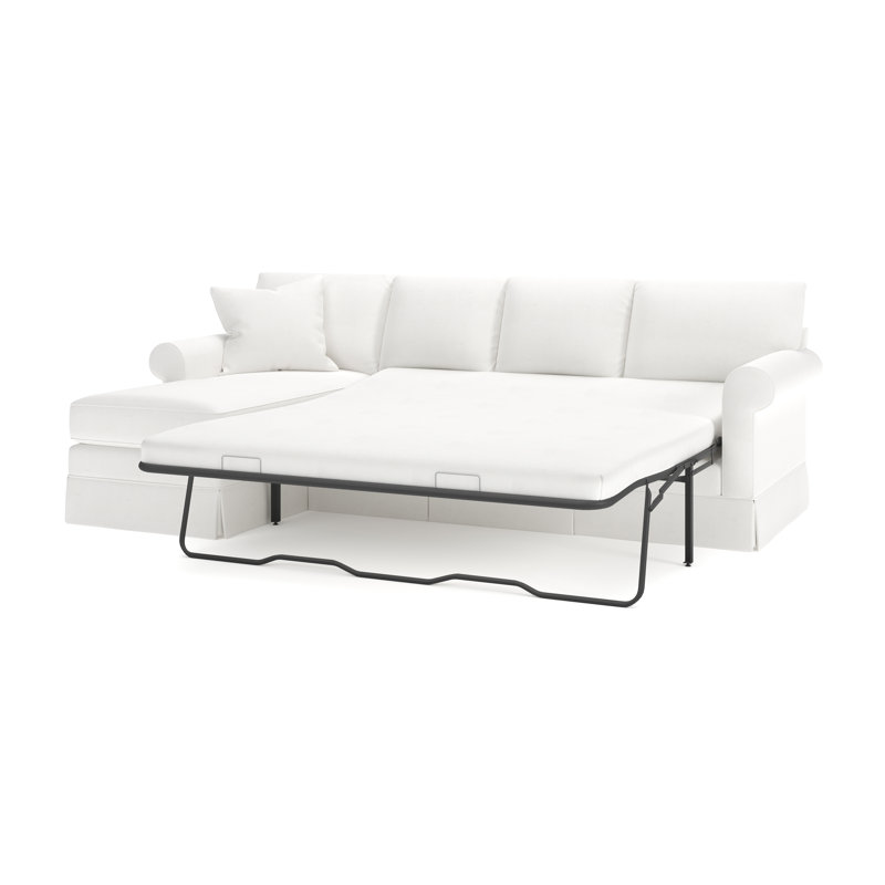 Friedman 2 - Piece Upholstered Sleeper Sectional, Left Hand Facing, Drusky Moonglow Sustain® Basketweave