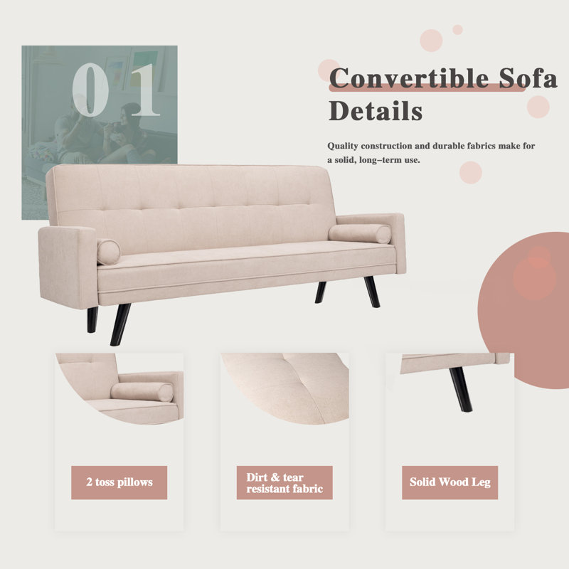 Cattalaya Upholstered Sofa, Beige Canvas