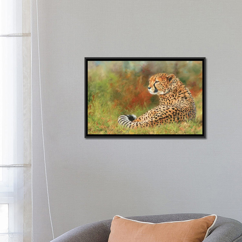 « guépard ii », impression sur toile, H 18 po x l 26 po x P 1,5 po, Toile avec cadre noir, Pas de tapis
