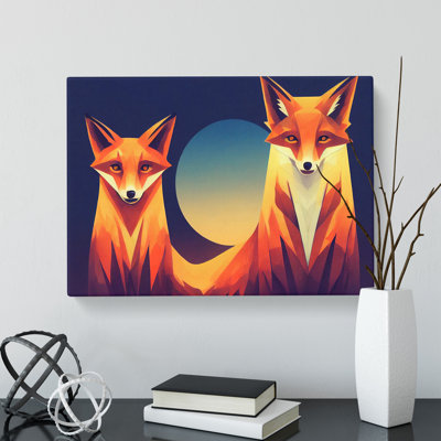XXX-H1022-WF-8333X Stimulating Foxes Abstract - Wrapped Canvas Painting