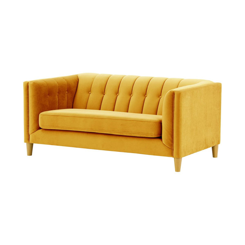 Orlis 2 Seater Velvet Sofa, Yellow