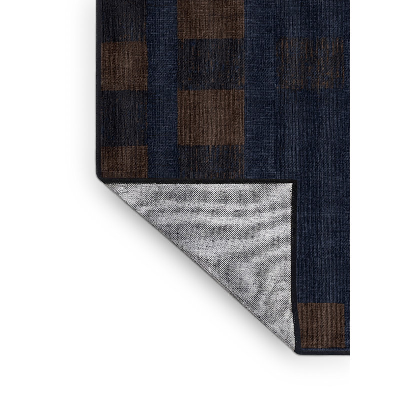 Tapis gris à carreaux lavable à la machine, Rond 3 pi