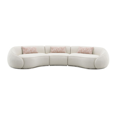 Earica Contemporary 3 - Piece Upholstered Sectional Sofa with 3 Pillows in Beige