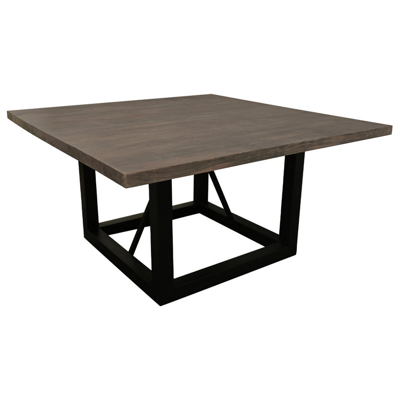 Braylenn Solid Wood Top Metal Base Dining Table, 60" W x 60" L