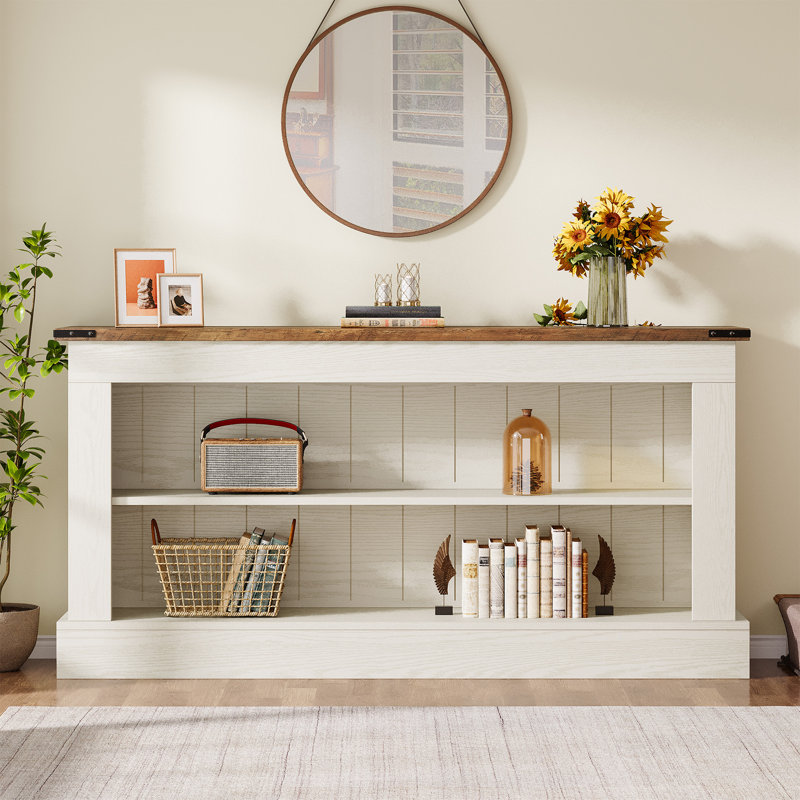 160cm Console Table, Dark Brown, White Washed