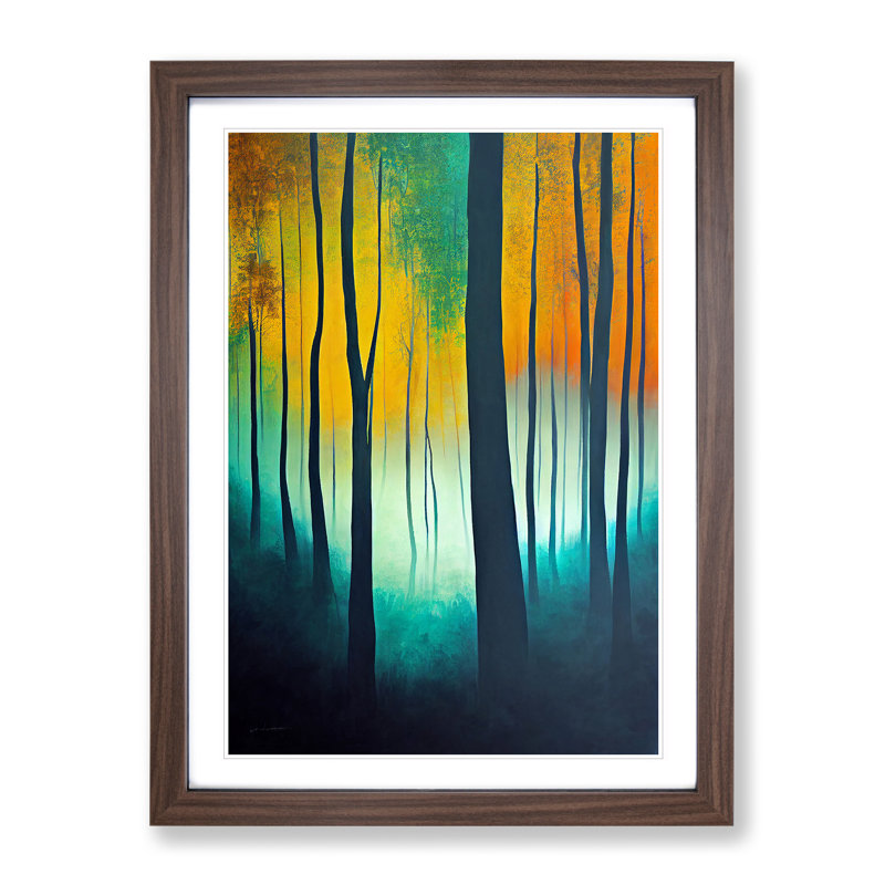 Vibrant Forest No.4 - Wall Art, 66cm H x 48cm W, Walnut Framed Paper, White