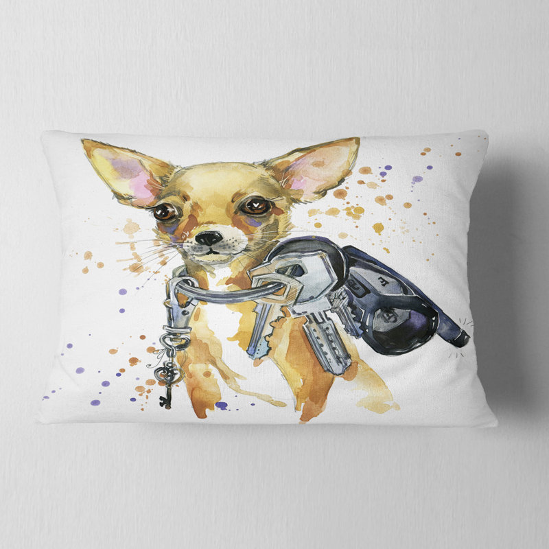 Aquarelle de chien terrier brun - Coussin imprimé animal