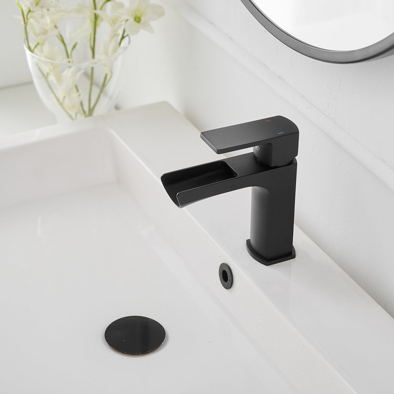 Single-Hole Single-handle Bathroom Faucet with Drain Assembly, Matte Black
