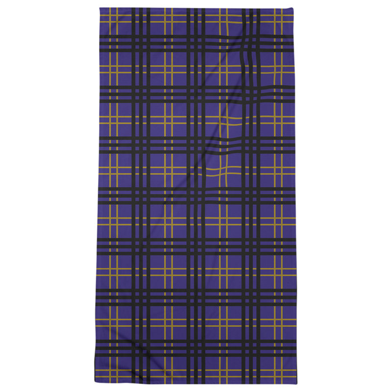 Bath Towel, Polyester/Cotton Blend, Purple/Metallic Gold/Black