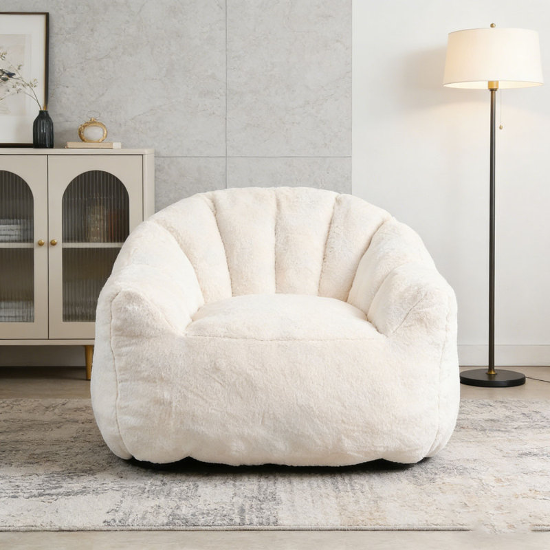 Fauteuil à billes avec accoudoirs rembourrés de mousse haute densité, Blanc