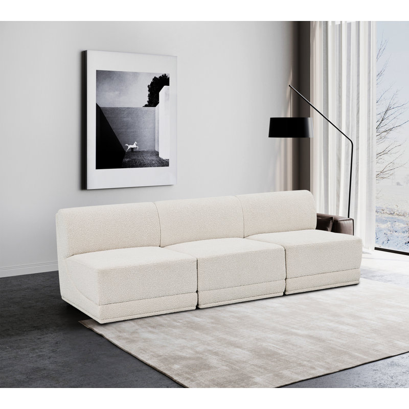 Canapé rembourré 90 "Ollie, Tissu crème bouclé