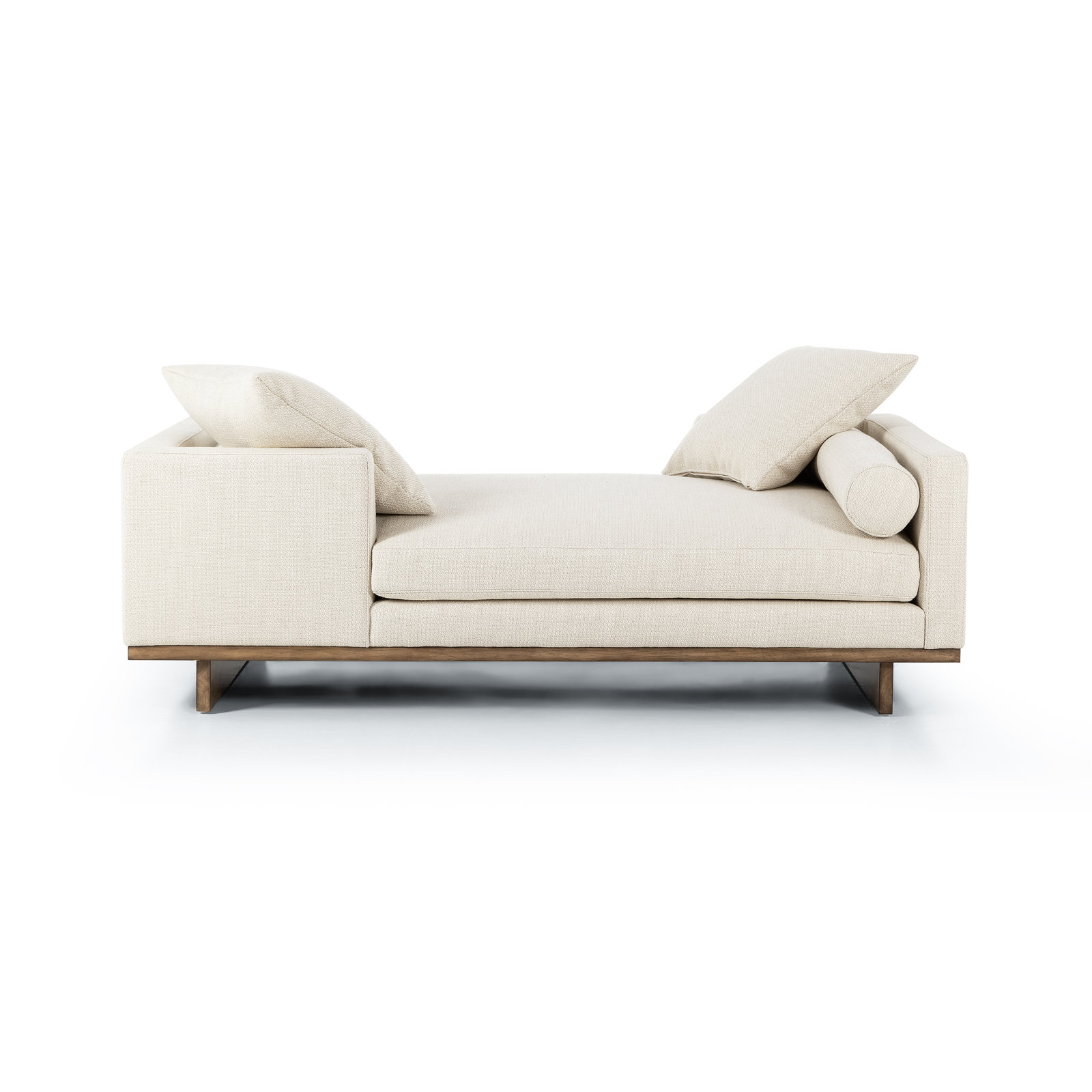 Livy Upholstered Chaise Lounge, Ivory Polyester Blend