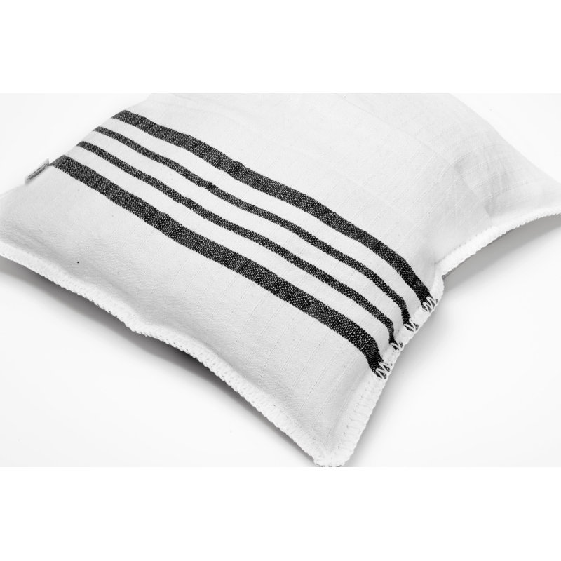 Embroidered Cotton Reversible Pillow Cover, 16" x 16", Black