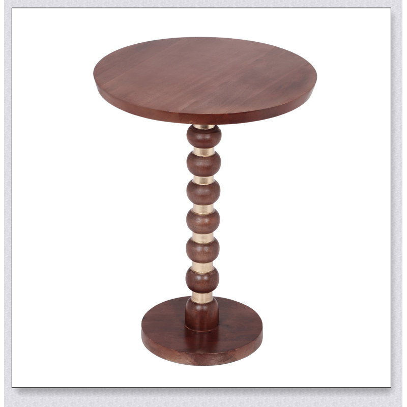 Mango Wood Round End Table,Honey+Gold