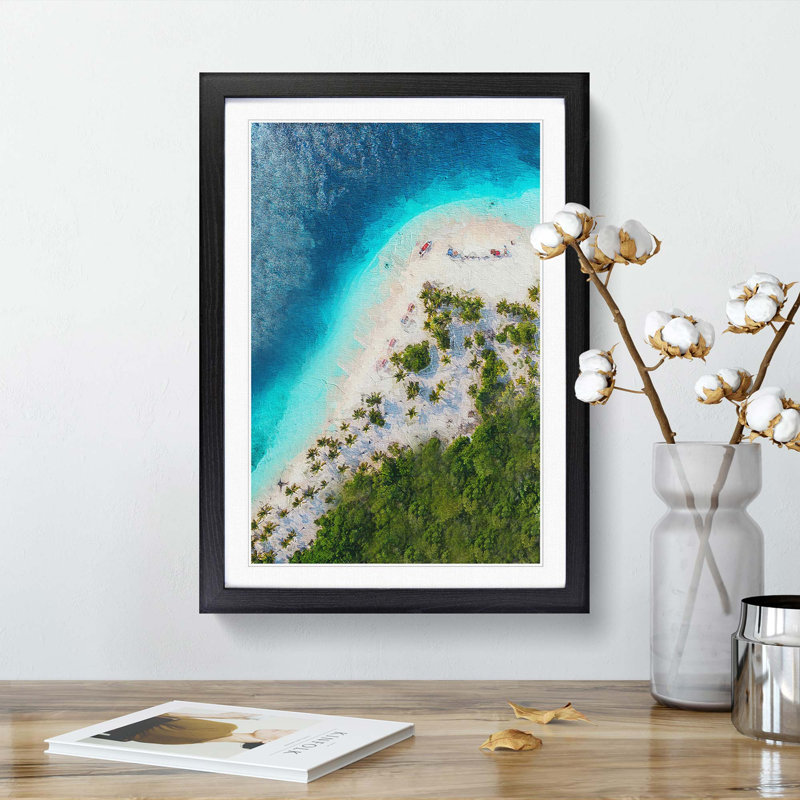 Beach In Caracas Venezuela - Single Picture Frame Painting, Black Framed, 33cm H x 24cm W x 2cm D