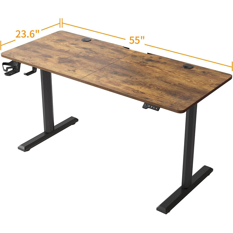 Bureau debout à hauteur ajustable Itsuo, Brun / noir, L 55 po x P 23,60 po