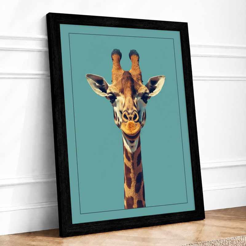 Giraffe Frontward Modern - Framed Print, A1 - 84.1 x 59.4 cm, Black