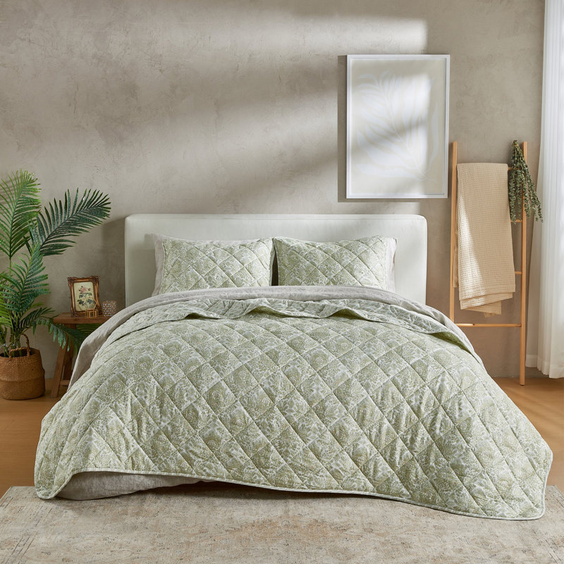Ensemble de courtepointe réversible d'inspiration florale Boho, Courtepointe double/grand et 2 taies décoratives
