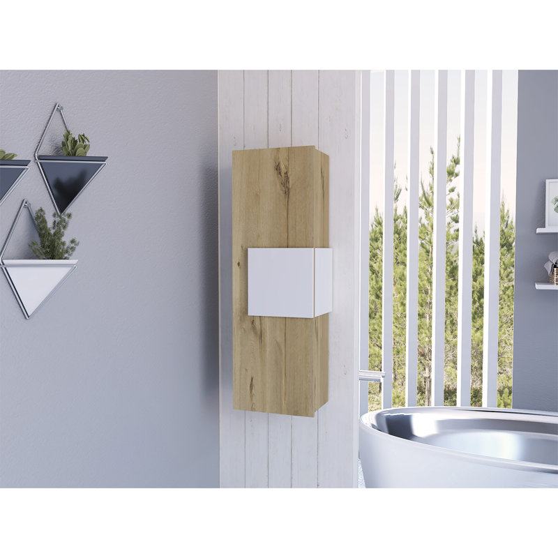 Armoire à pharmacie Vanguard, trois tablettes, une porte - blanc / chêne clair