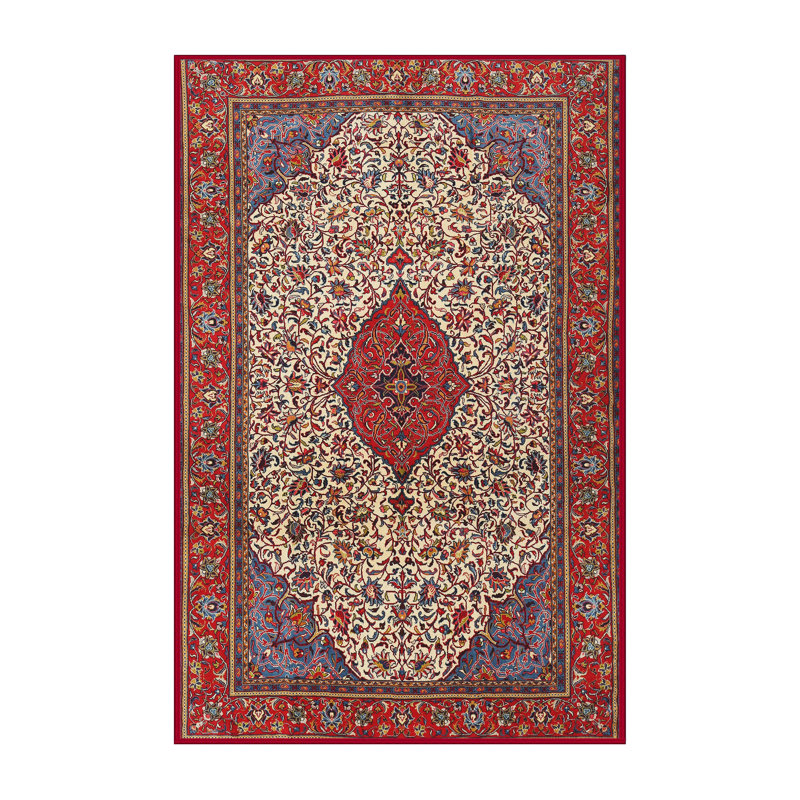 Tapis traditionnel mehroon/noir/crème Kash, Rectangle 7 pi x 10 pi
