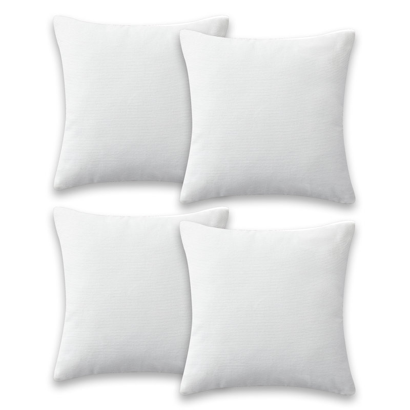 Striped Square Cushion Pad, White