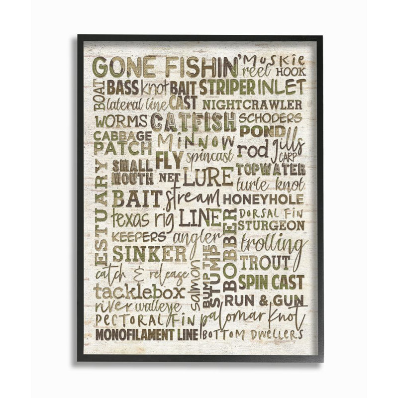 «Fishing limites and phrases sports» par Erica Billups - reproduction d'art textuel, H 20 po x l 16 po