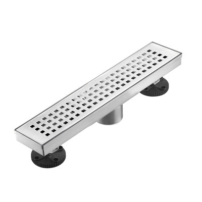 12 po Drain de douche linéaire en acier inoxydable avec couvercle de drain carré en nickel brossé