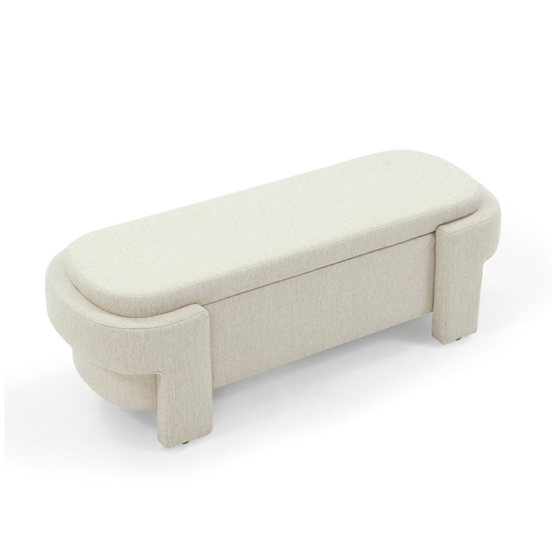 Banc rembourré en lin avec grand espace de rangement pour le salon, le vestibule et la chambre à coucher (51,5 po x 20,5 po x 17 po)