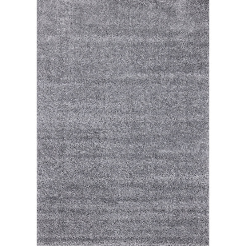 Tapis à poil long gris en polypropylène résistant aux taches, Rectangle 2 pi 8 po x 4 pi 11 po