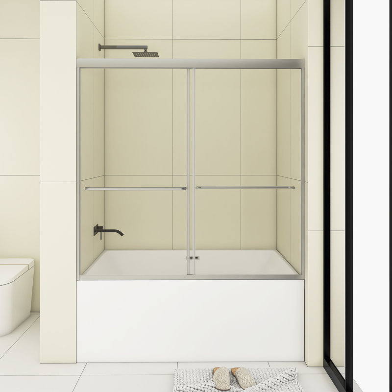 60" x 58" Double Sliding Tub Door, Chrome