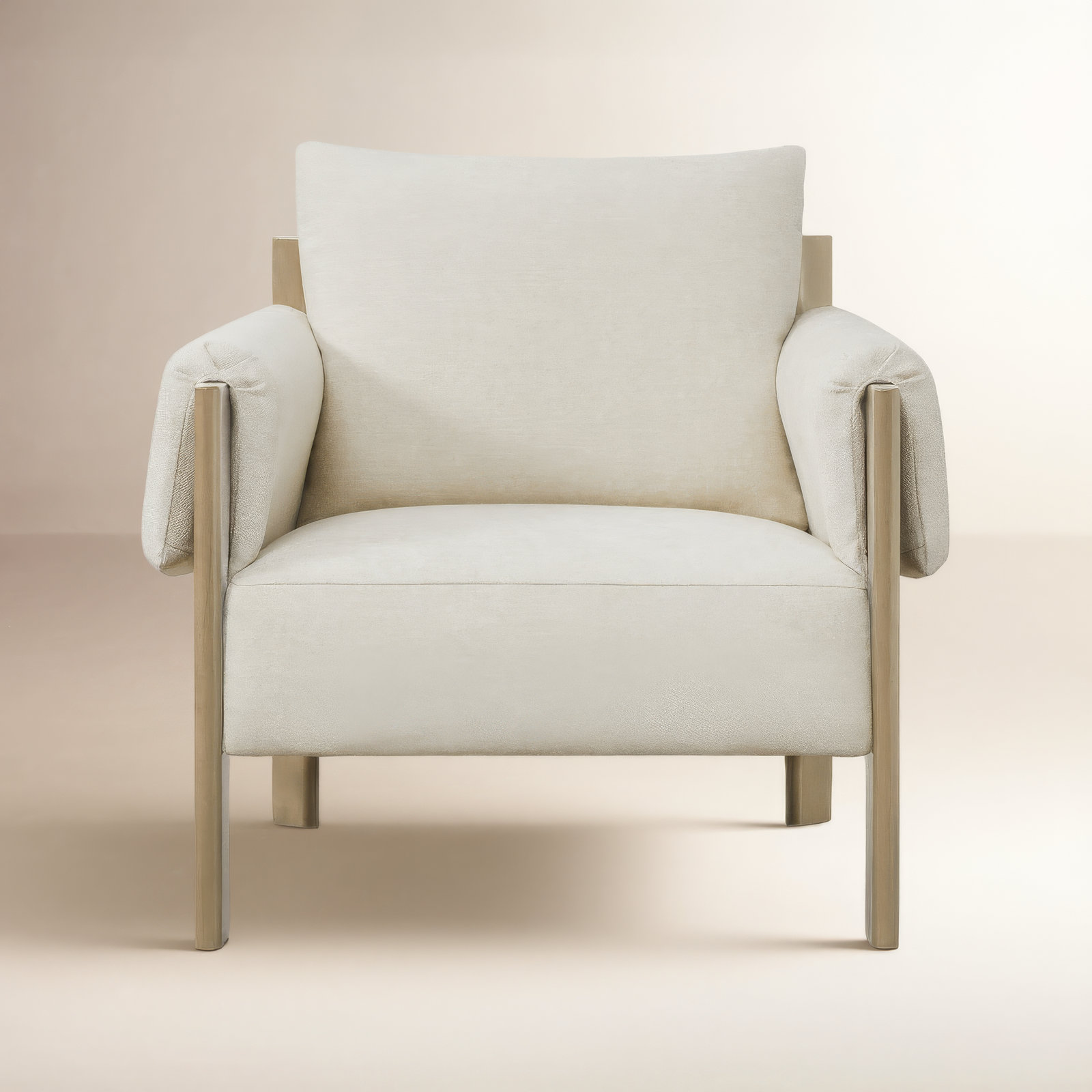 Melksham Mid-Century Accent Chair, Light Oak, Linen Performance Basketweave