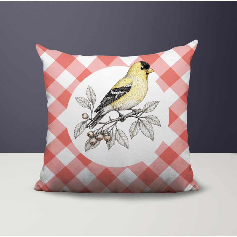 Oreiller réversible intérieur / extérieur Yellow Finch, 16 x 16, Pêche