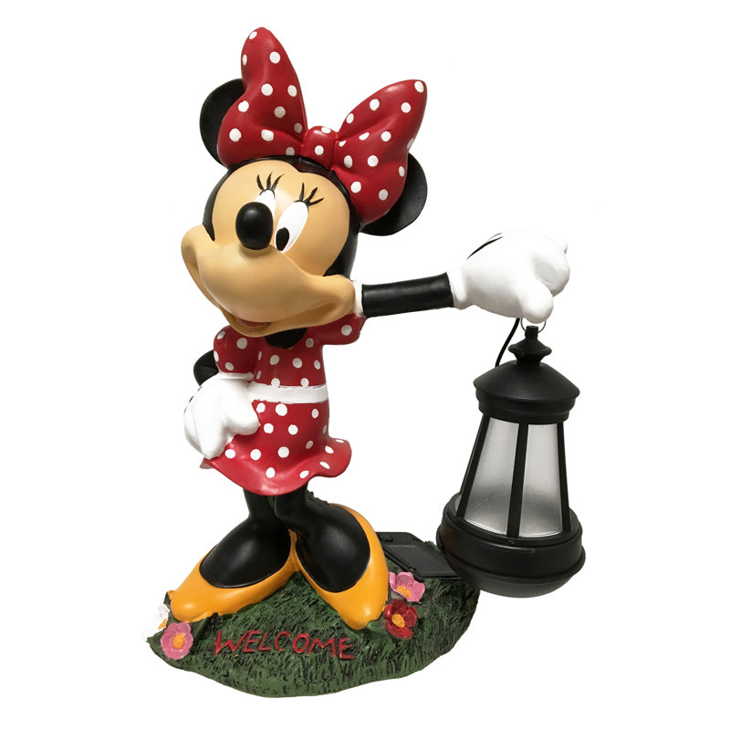 Disney Minnie Mouse Multicolor Solar LED Lighted Outdoor Garden Statue, 12 inches Tall