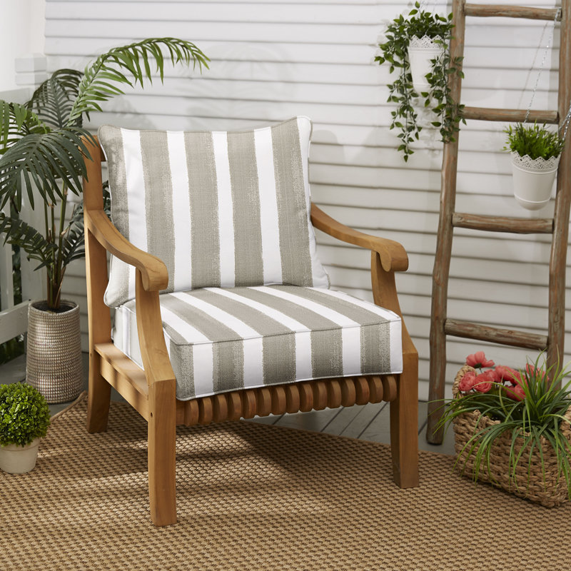 Gia Striped Indoor/Outdoor Seat/Back Lounge Chair Cushion, 23.5" W x 23" D