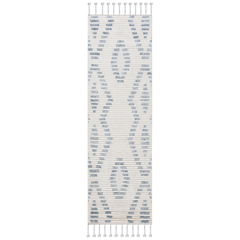 Tapis géométrique en laine noué à la main Powell, Tapis de couloir 2 pi 3 po x 8 pi