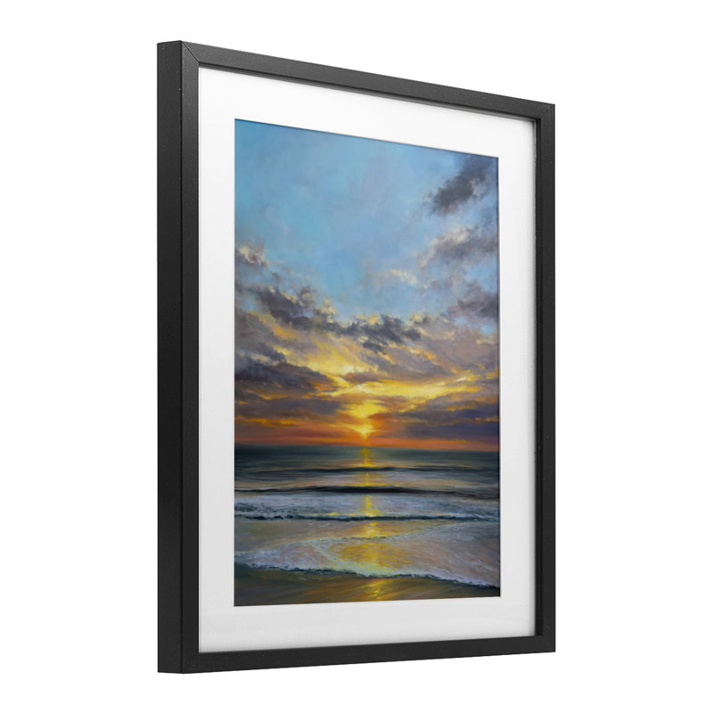 Reproduction encadrée sous verre équilibré Serene Sunrise, conception de Joanne Parent, H 16 po x l 13 po, Cadre noir minuit