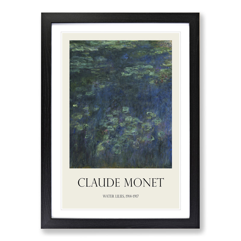 Water Lilies Lily Pond Vol.21 by Claude Monet - Picture Frame Art Prints, 36cm H x 27cm W x 2cm D, Black Framed