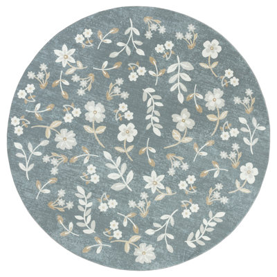 Msrw Floral 197 Performance Machine Washable Floral Rug