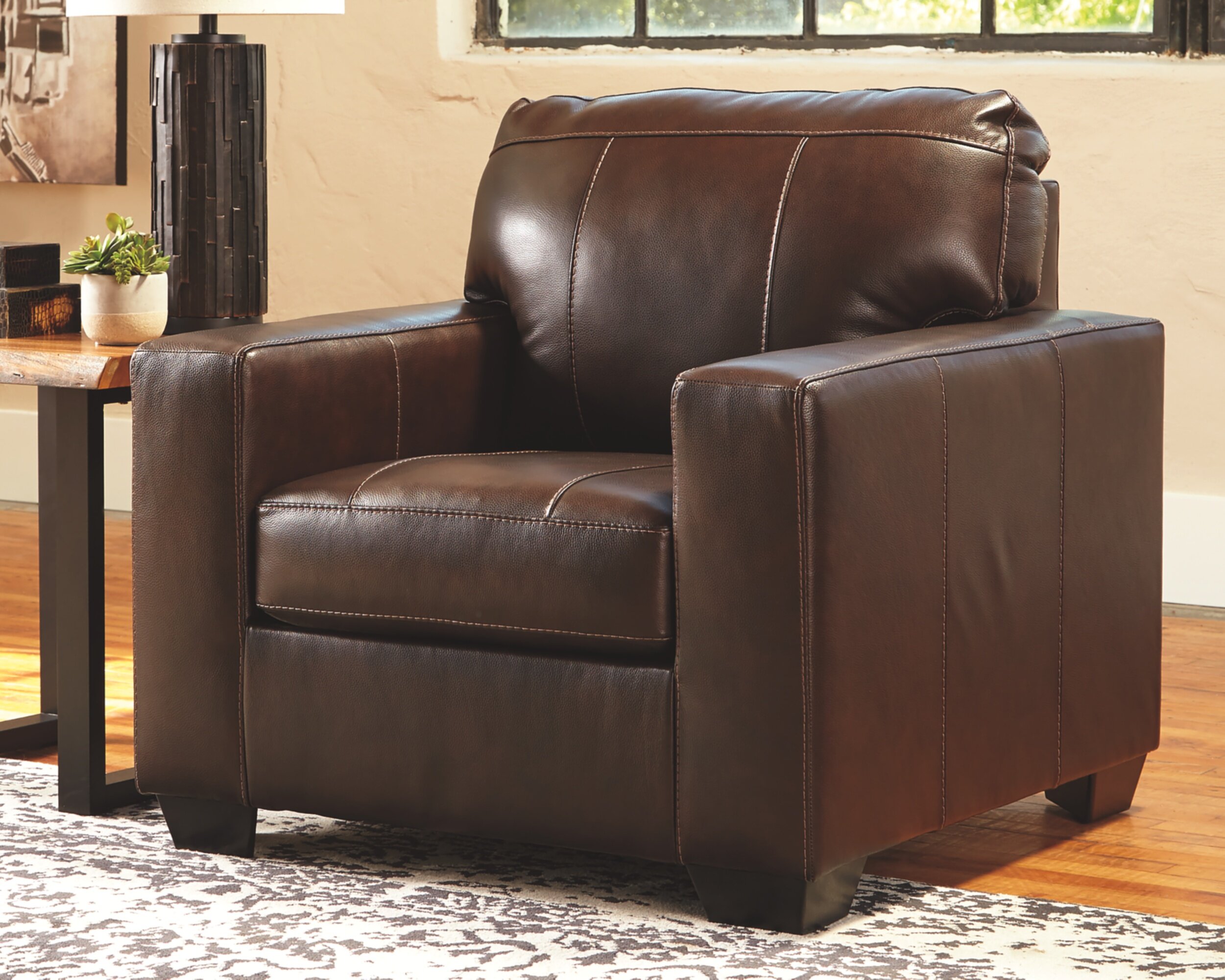 Armond Track Arm Leather Pillow Back Recliner Chair