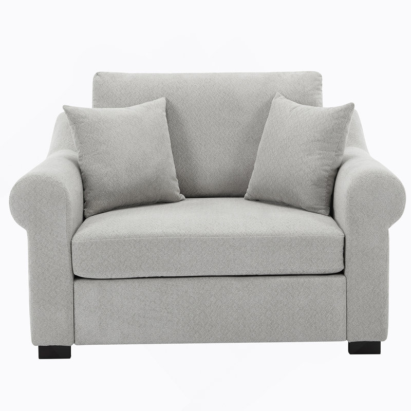 Chenille Oversized Armchair, Light Gray Chenille, 35.5" H x 44.5" W x 36.2" D