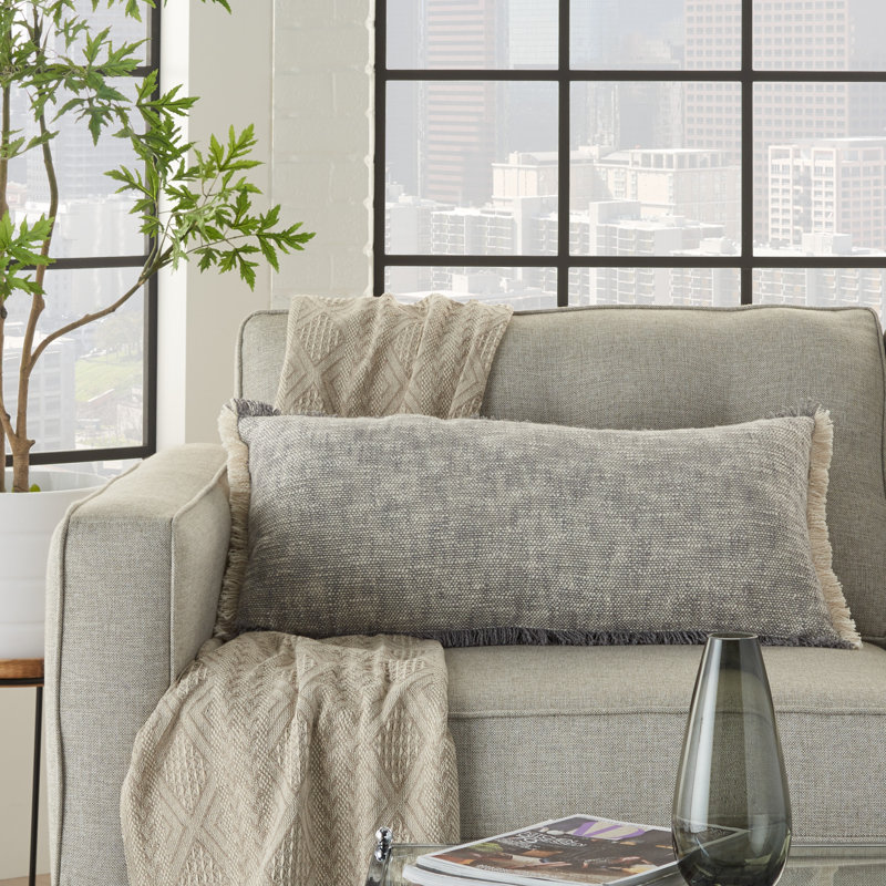 Housse et insert de coussin rectangulaire en coton Gomer, gris