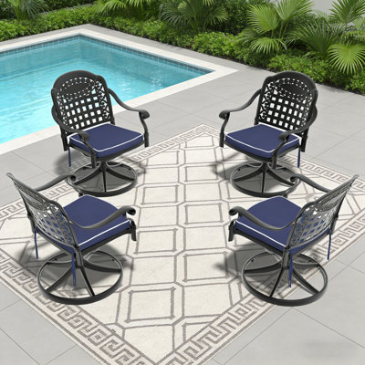 Ensemble de chaises de patio pivotantes 4 pièces avec coussins